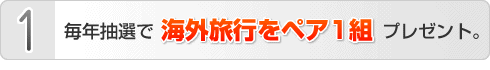 毎年抽選で海外旅行をペア1組プレゼント。